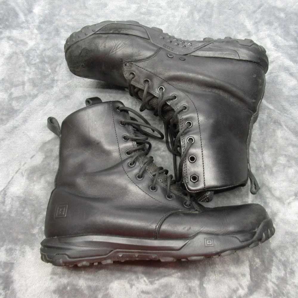 5.11 Tactical Work Boots Mens 12 Black Series‎ A/T 8 HD Leather Lace-Up Outdoor